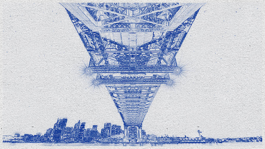 Blueprint drawing of Cityscape 39 Digital Art by Celestial Images
