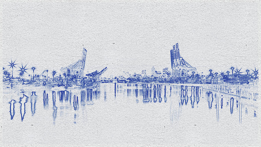 Blueprint drawing of Cityscape 41 Digital Art by Celestial Images