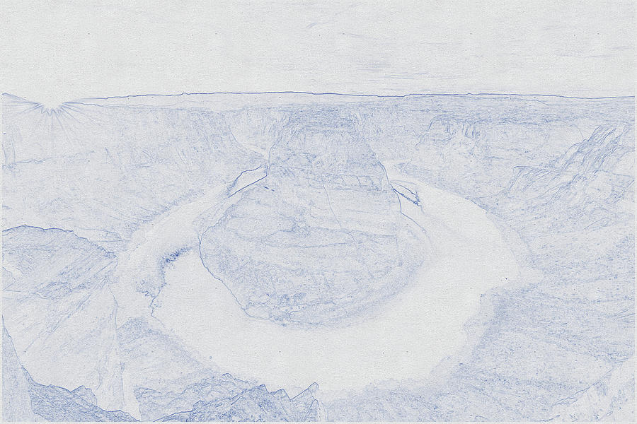 Blueprint drawing of Colorado river  Digital Art by Celestial Images