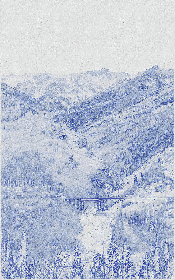 Blueprint drawing of Denali National Park and Preserve, United States  Digital Art by Celestial Images