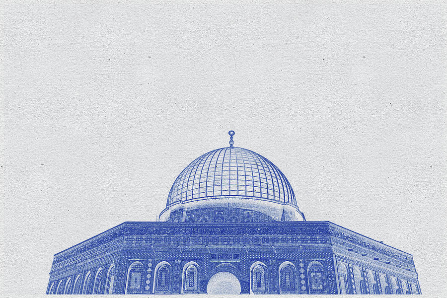 Blueprint drawing of Dome of the Rock, Jerusalem Digital Art by Celestial Images