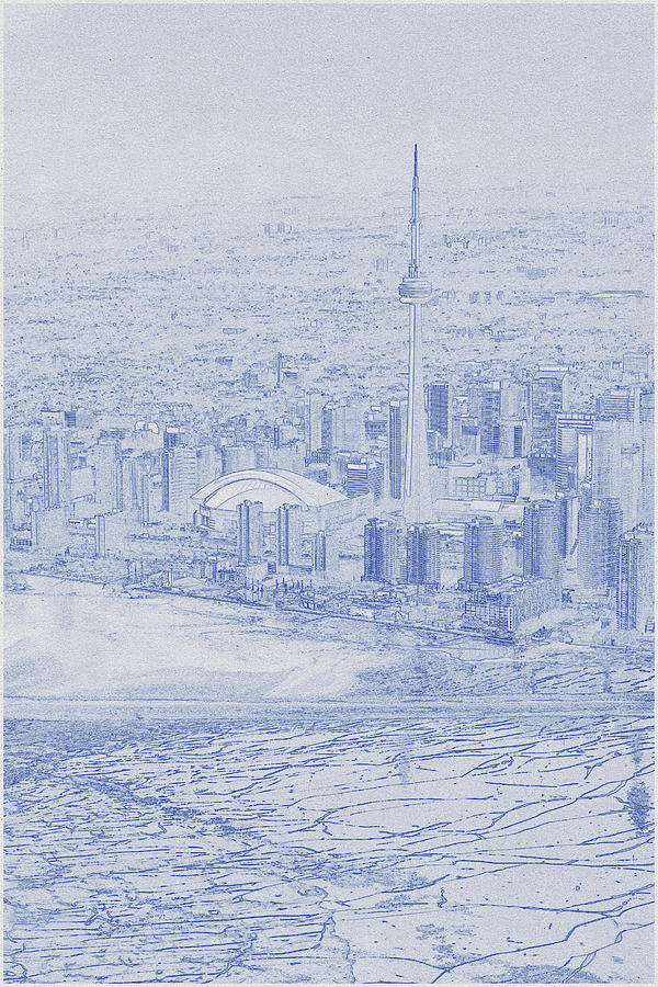 Blueprint drawing of Downtown Toronto  Digital Art by Celestial Images