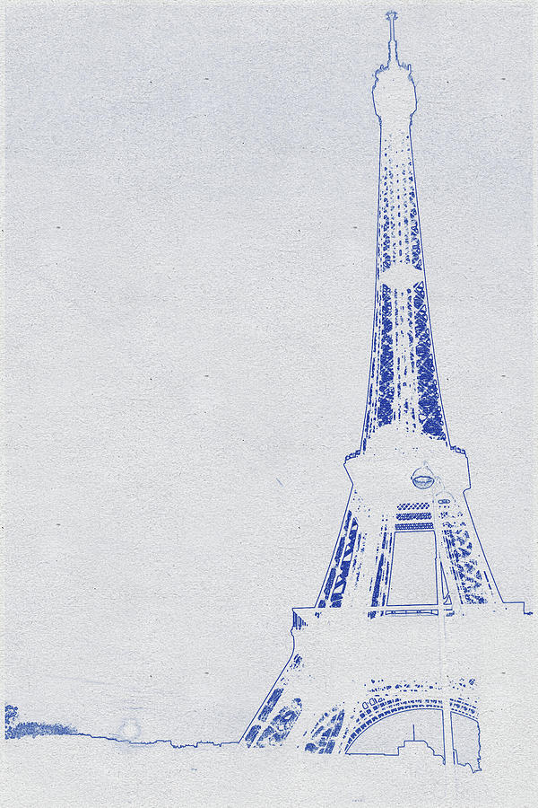 Blueprint Drawing Of Eiffel Tower, Paris_0004 Digital Art