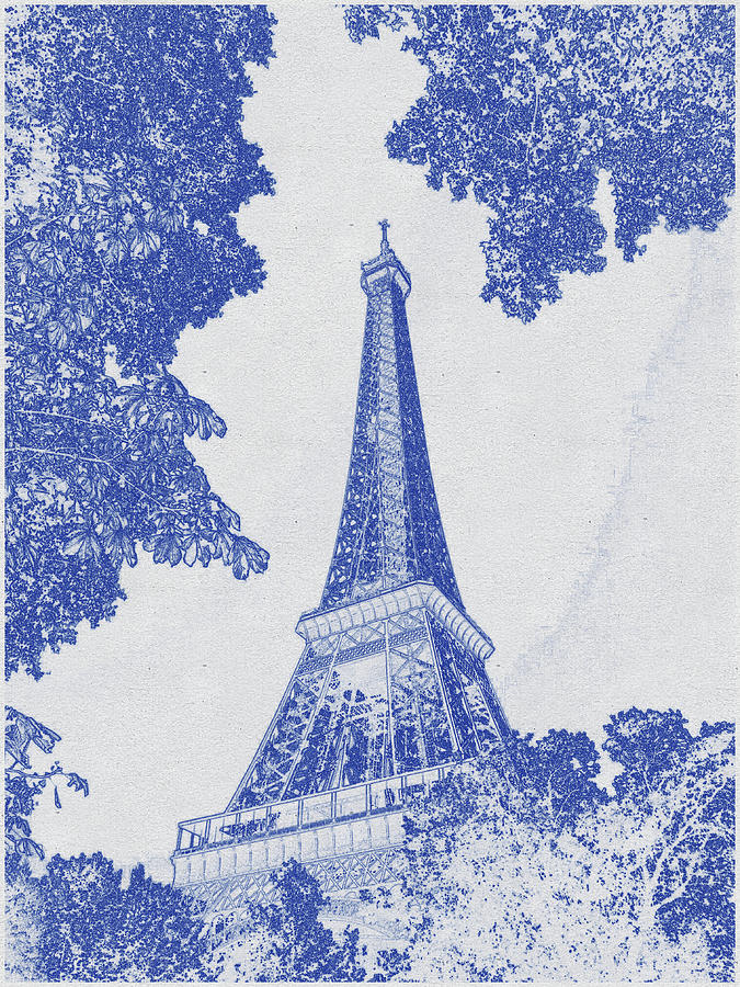 Blueprint drawing of Eiffel Tower, Paris_0010 Digital Art by Celestial Images