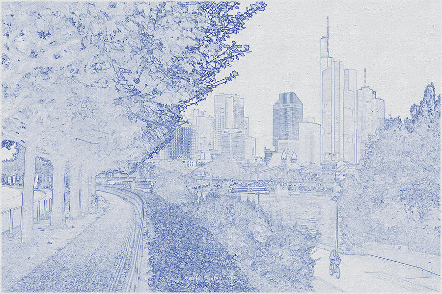 Blueprint Drawing Of Frankfurt, Germany 3 Digital Art