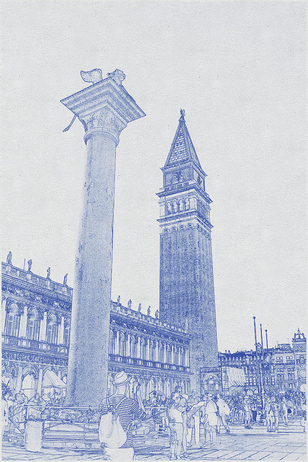 Blueprint Drawing Of Historical Monument On San Marco Square Digital Art