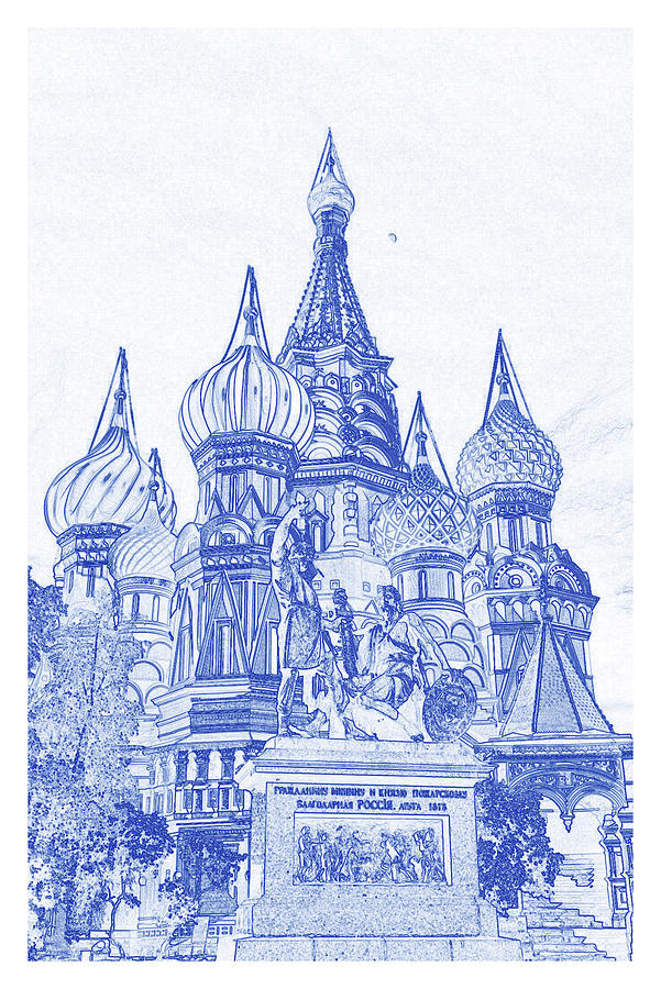 Blueprint  Drawing of  Landmark - Cathedral Painting by Celestial Images