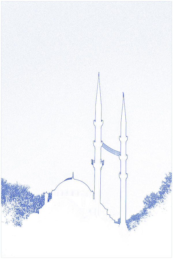 Blueprint drawing of Mosque in Istanbul 4 by Ahmet Asar Digital Art by ...