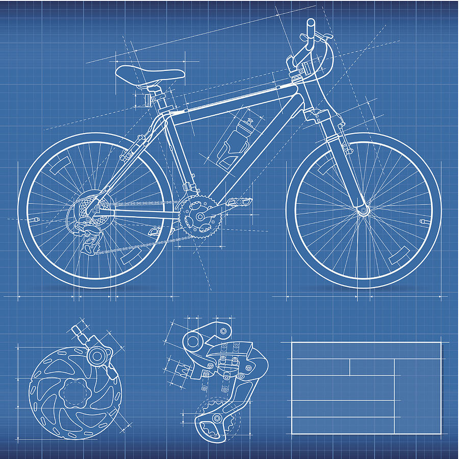 Blueprint, Mountain Bike Drawing by Roccomontoya