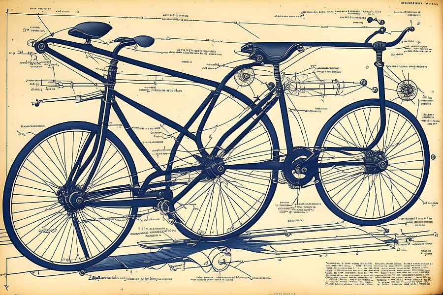 Blueprint of Flying Bicycle, Generative AI Illustration Digital Art by ...