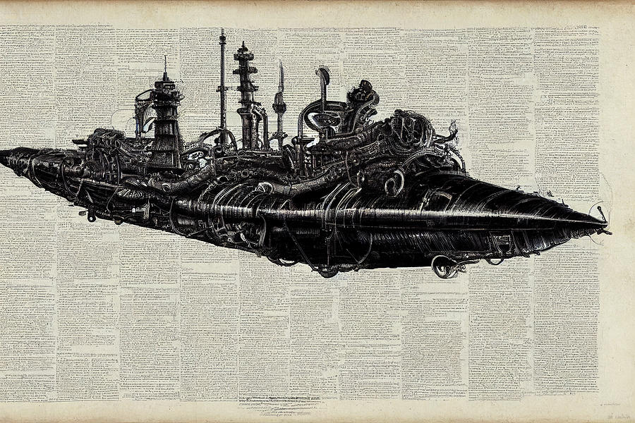 Blueprint  Of  Futurist  Derelicted  Baroque  Steampunk  Su  3033106f  89fb  89ab  8f8e  9a8f8c138ad Painting by MotionAge Designs