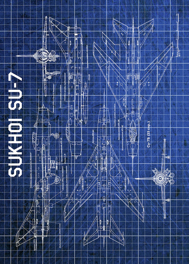 Blueprint of Sukhoi SU7 Digital Art by Geoji Jacob - Fine Art America