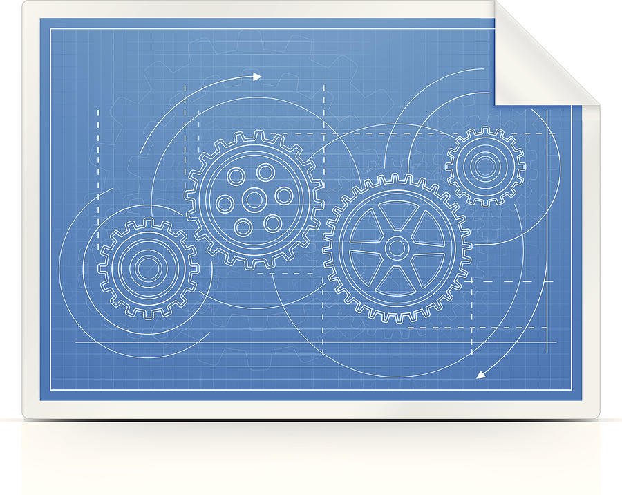 Blueprint with Gears Drawing by Rambo182