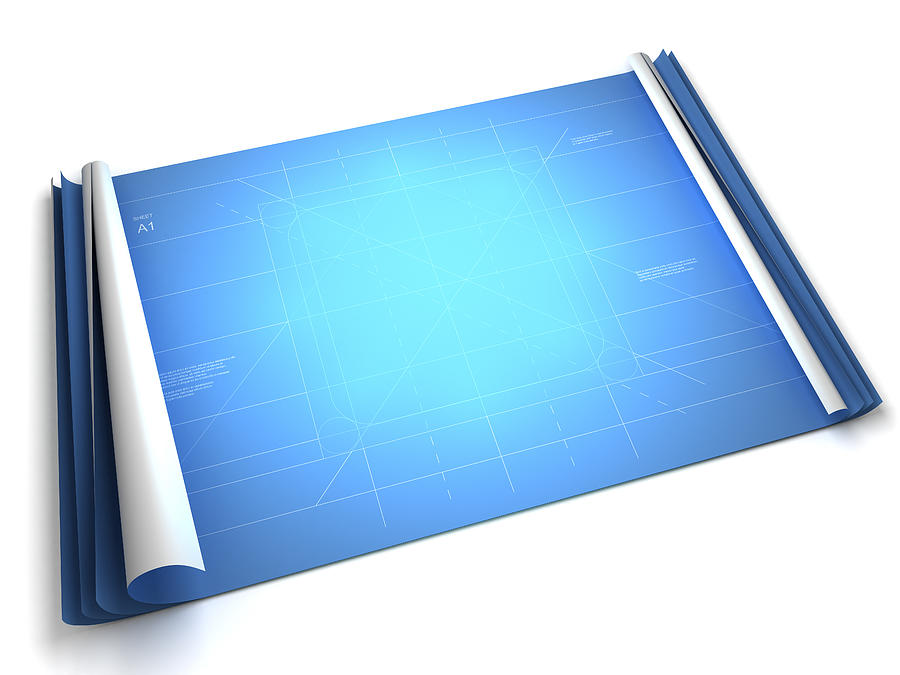 Blueprint with room for your product (Clipping path included) Photograph by Henrik5000