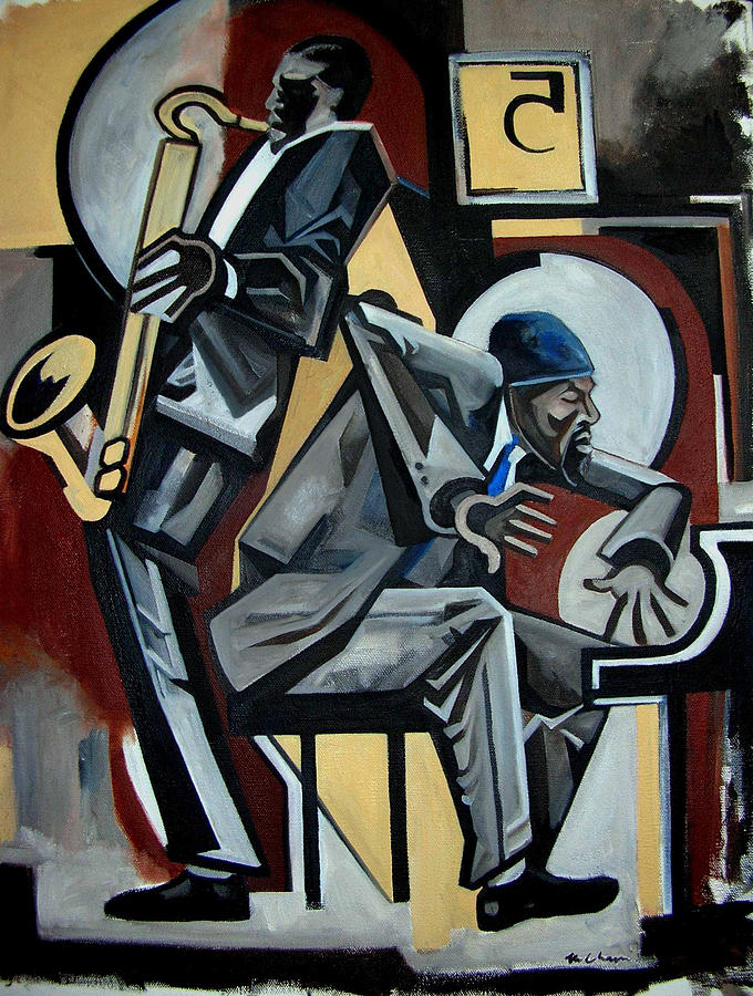 Blues 5 Spot Painting by Martel Chapman
