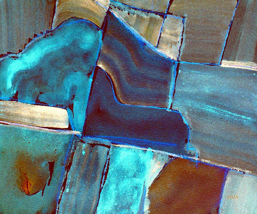 Blues  Landscape  Abstract Painting by VIVA Anderson
