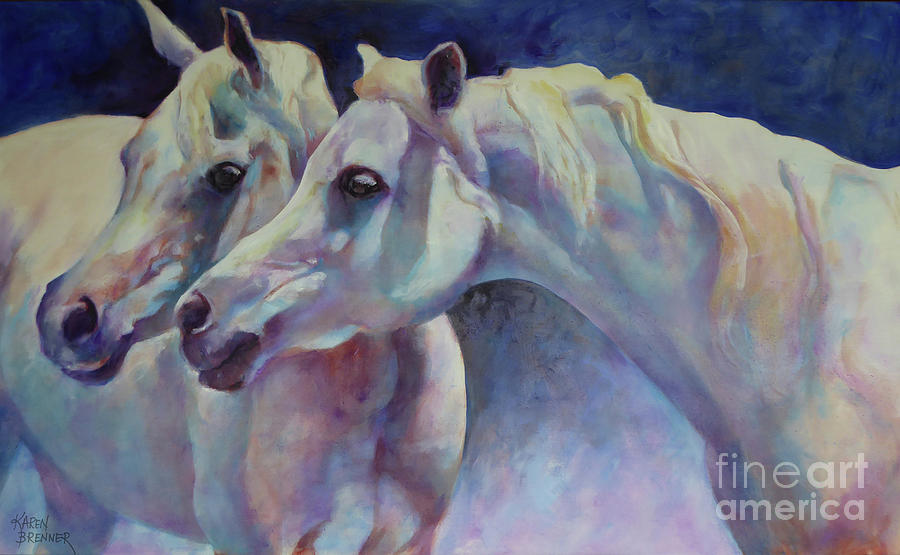 Horse Painting - Blues Sisters 2 by Karen Brenner