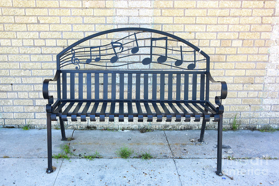 Blues Trails Bench Music Notes Clarksdale MS.  Photograph by Chuck Kuhn