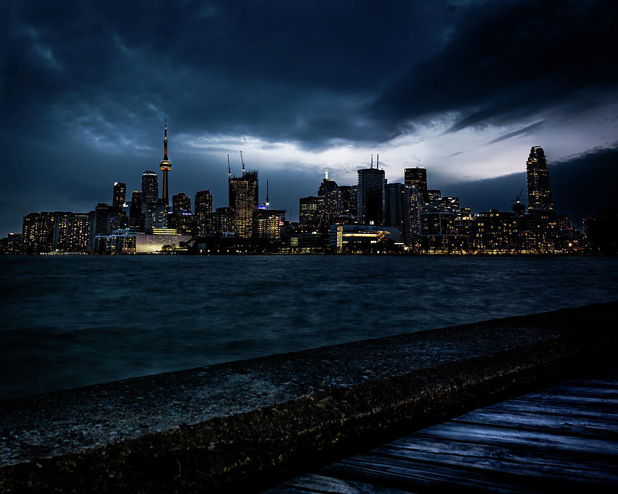 Blur Hour Drama on Toronto Skyline Photograph by Dee Potter