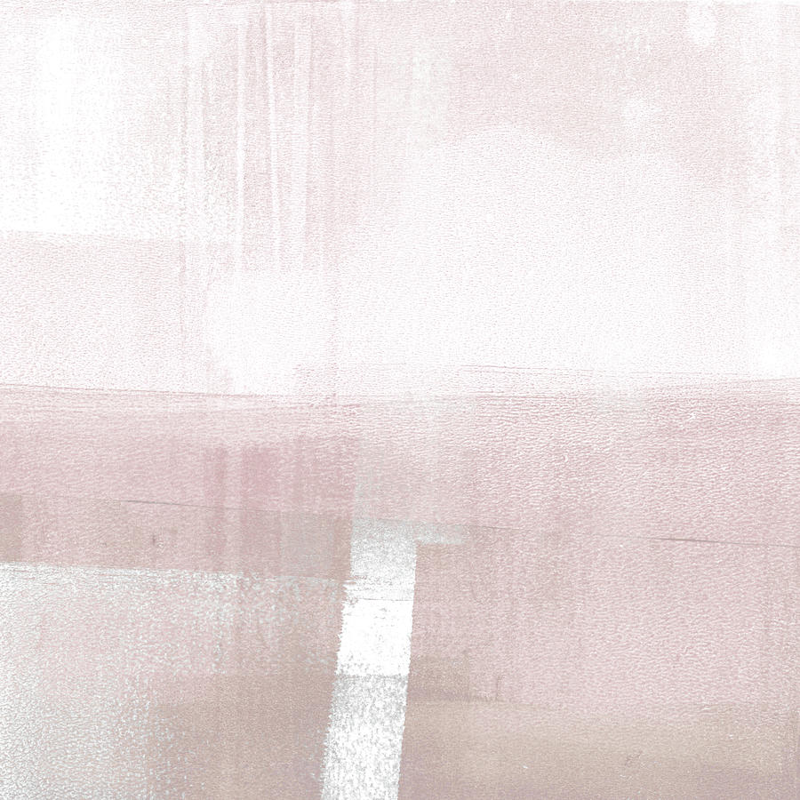 Blush Horizon Pink and Grey Minimalist Abstract Landscape Painting Painting by Janine Aykens
