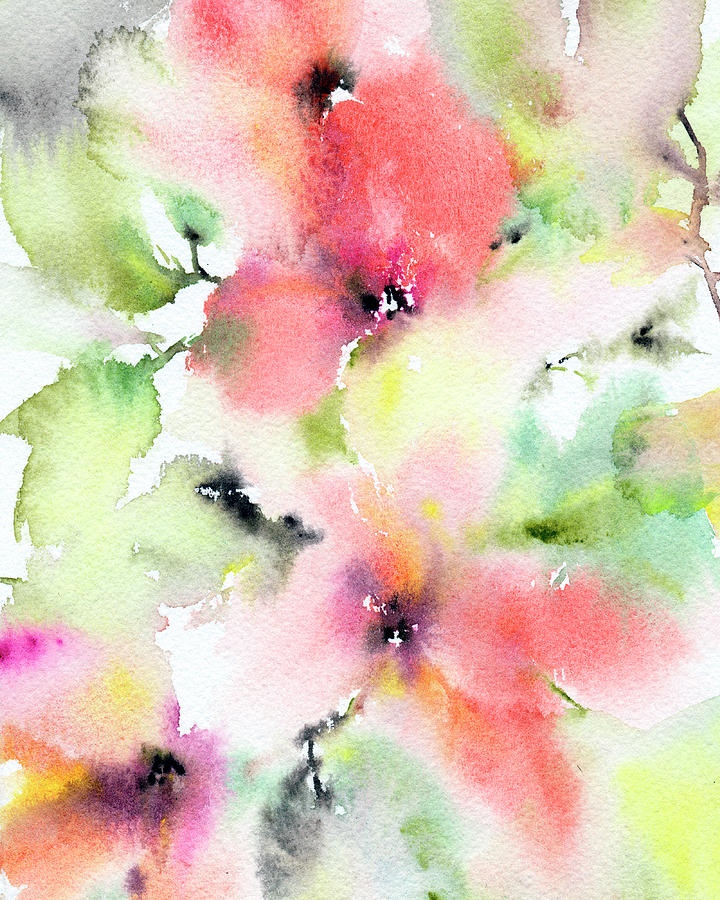 Blush pink flowers watercolor Painting by Olga Grigoryevykh - Fine Art ...