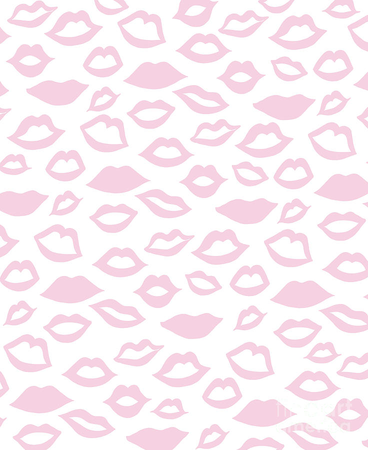 Cool Digital Art - Blush Pink Lips Pattern Glam #1 #minimal #decor #art by Anitas and Bellas Art