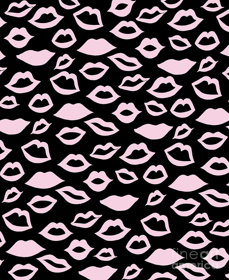Cool Digital Art - Blush Pink Lips Pattern Glam #2 #minimal #decor #art by Anitas and Bellas Art