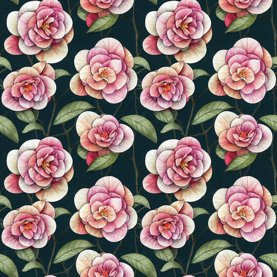 Blushing Bloom - A Pink Camellia Pattern Digital Art by Mark Tisdale
