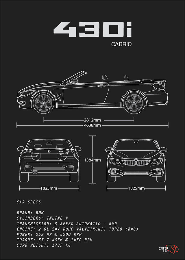 Bmw 430i Cabriolet Sport Blueprint Interlakes Digital Art By Interlakes Fine Art America