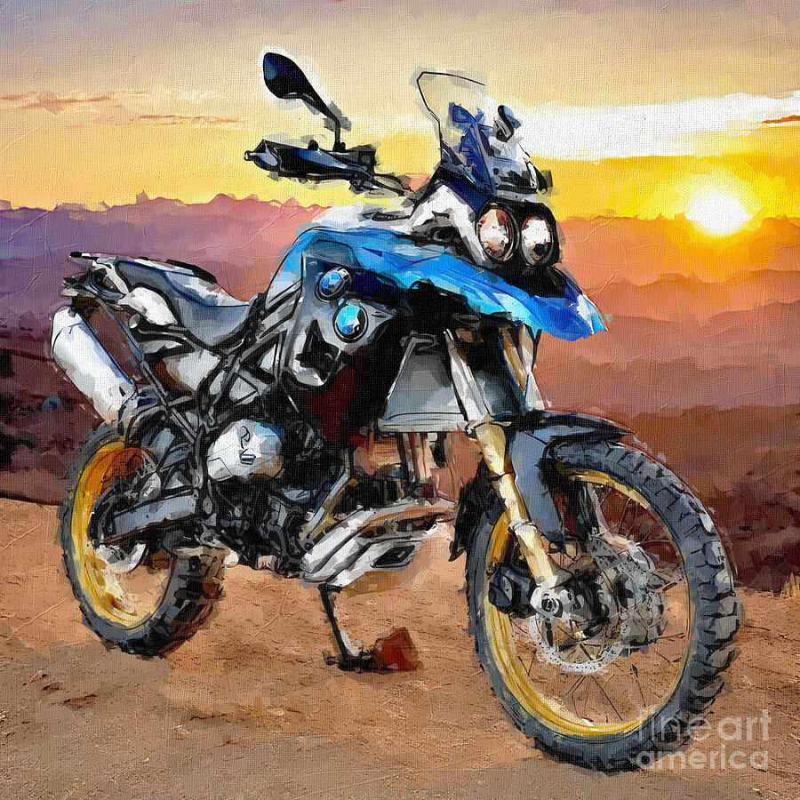 Sunset Painting - Bmw F800Gs 2018 New Motorcycle colors Cross Country Motorcycle color 3 by Edgar Dorice