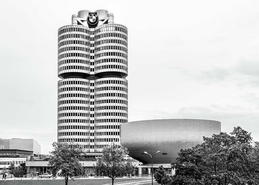 BMW Headquarters And Museum - Monochrome Photograph by Elvira Peretsman