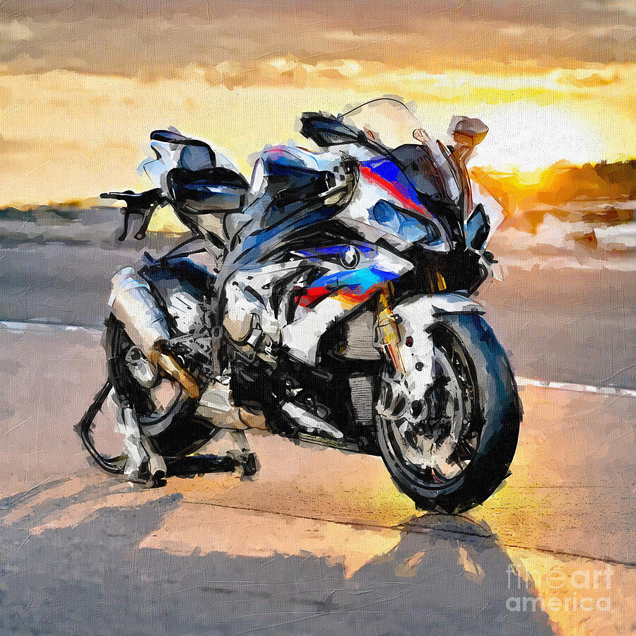Sunset Painting - Bmw Hp4 Race 2017 Carbon Bike Black Motorcycle colors 3 by Edgar Dorice
