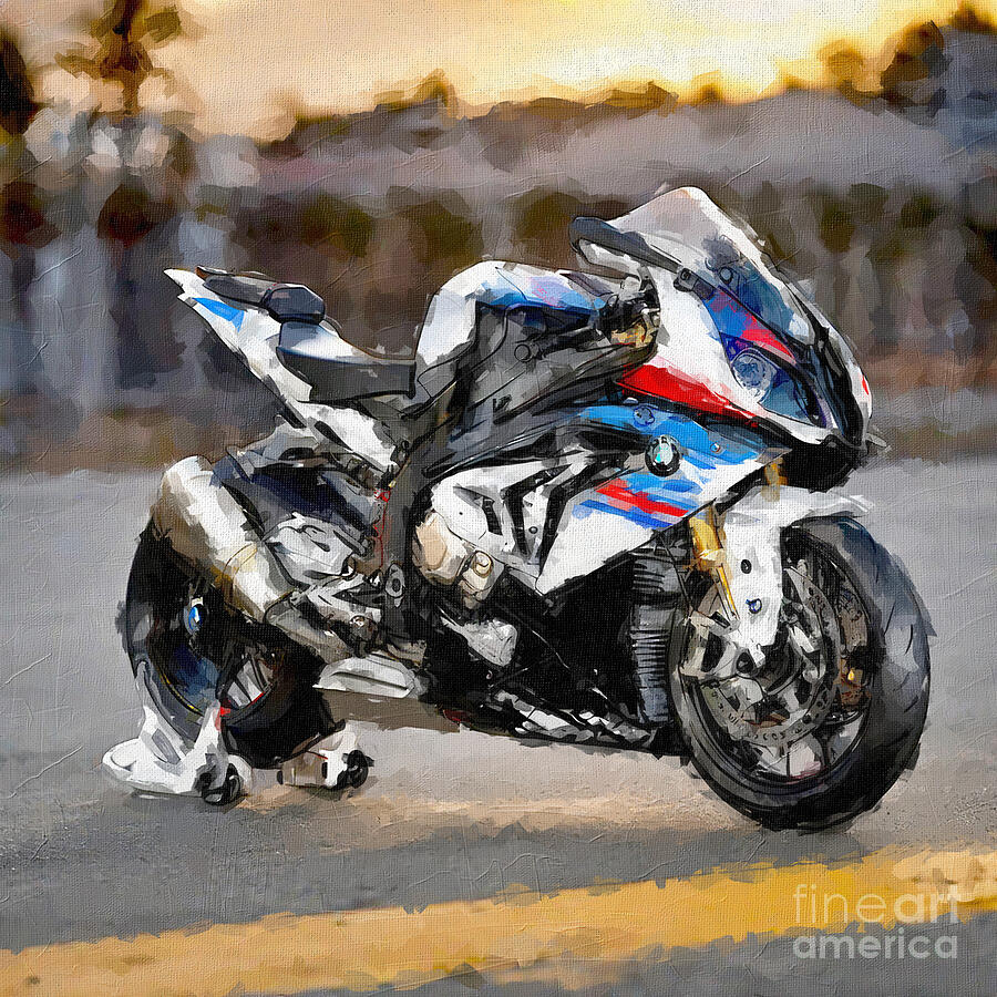 Tree Painting - Bmw Hp4 Race 2017 Sports Motorcycle color German Motorcycle colors 3 by Edgar Dorice