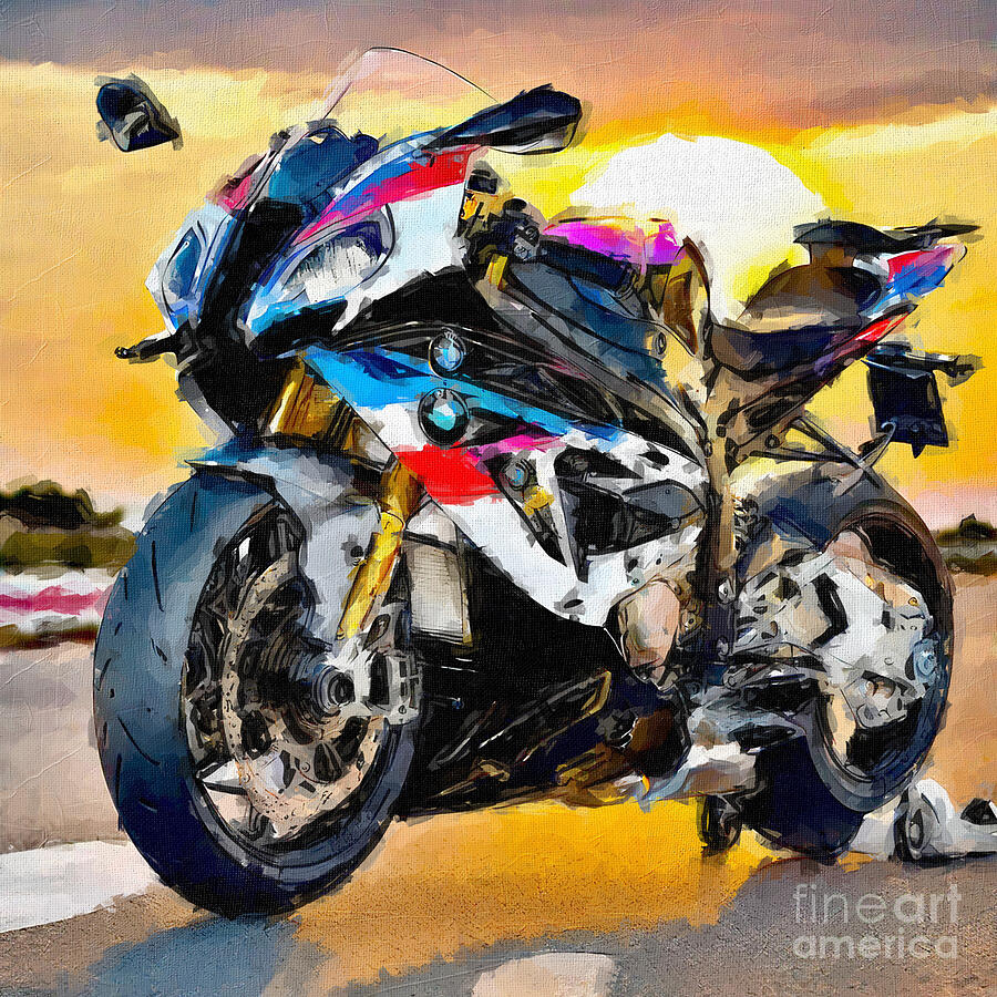 Motorcycle Painting - Bmw Hp4 Race Sunset 2018 Bikes Superbikes 3 by Edgar Dorice