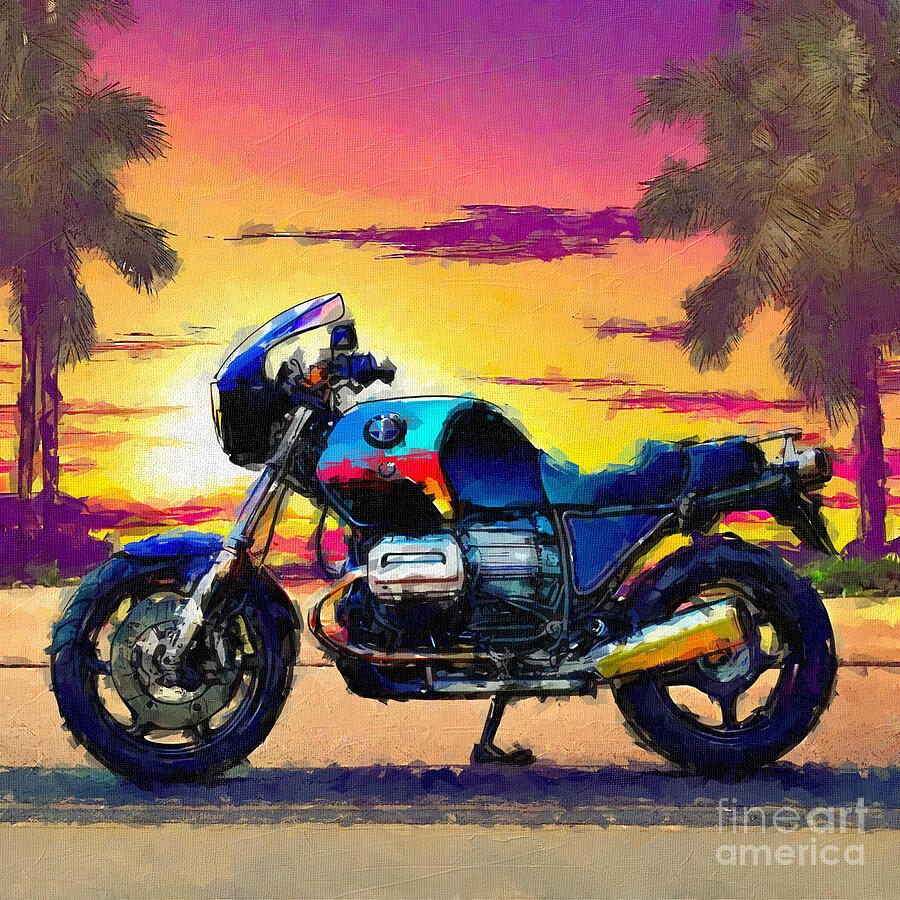 Sunset Painting - Bmw K100 Cafe Racer Z17 Customs Tuning Motorcycle colors 3 by Edgar Dorice