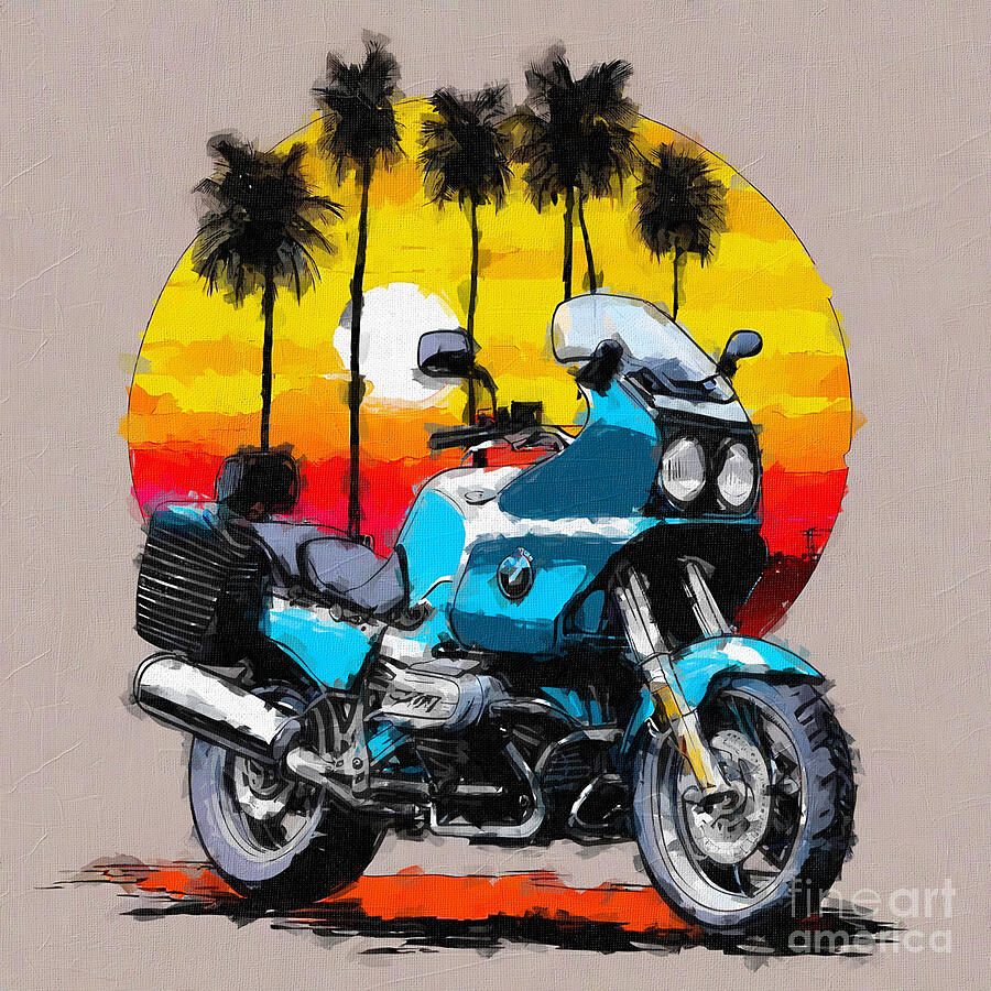 Sunset Painting - Bmw K100Rs Custom Roadster Superbikes Fat Kat Woidwerk 3 by Edgar Dorice