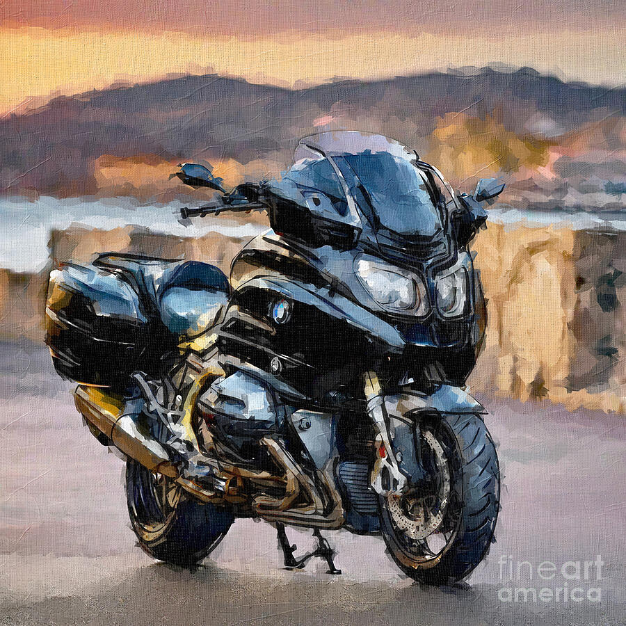 Sunset Painting - Bmw K1600B Limited Edition 2019 Rear View Black Luxury Motorcycle color 3 by Edgar Dorice