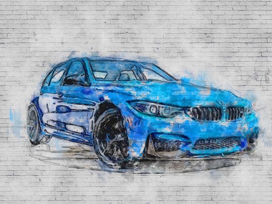 BMW M3 2018 exterior blue sedan new German cars Digital Art by Ashtyn ...