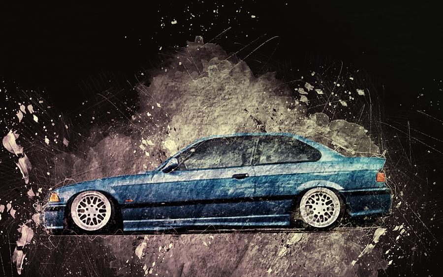 Bmw M3 Bmw E36 Side View Understatement Silver Wheels Digital Art by ...