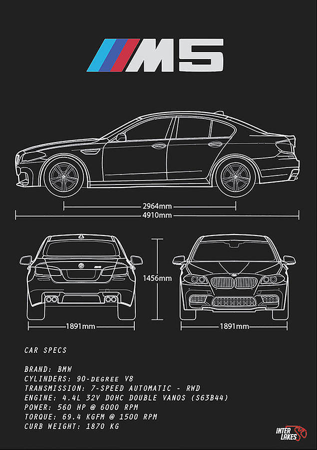 Bmw M5 F10 - Blueprint Interlakes Digital Art by Interlakes - Fine Art ...