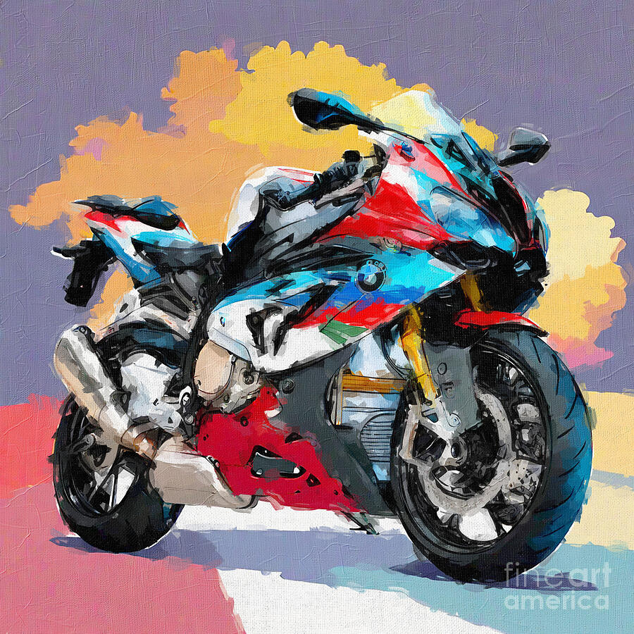 Transportation Painting - Bmw Motorrad S 1000 Rr 2017 Bikes Sportbikes German Motorcycle colors 3 by Edgar Dorice