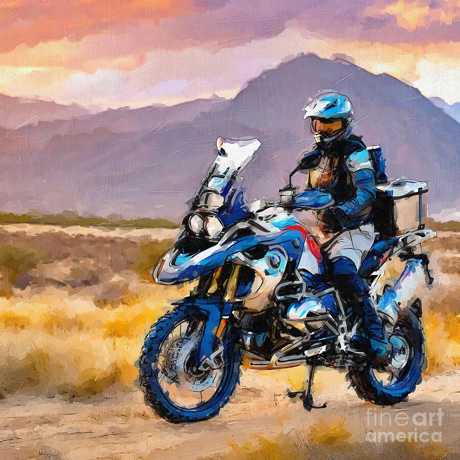 Sunset Painting - Bmw R 1200 Gs 2018 Bikes Adventure Offroad 3 by Edgar Dorice