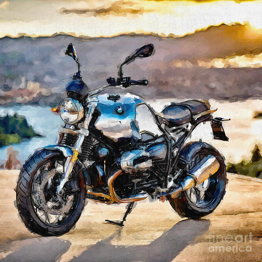 Mountain Painting - Bmw R Nine T Pure 2017 Bikes German Motorcyles 3 by Edgar Dorice