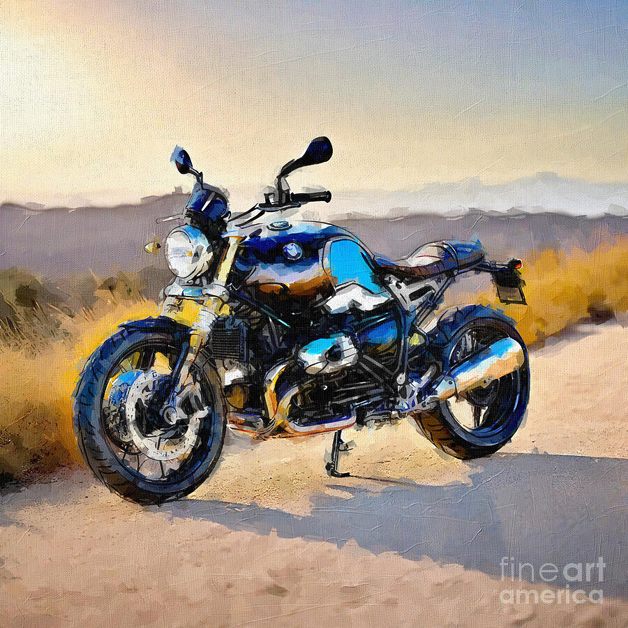 Desert Painting - Bmw R Ninet Falcon Rider 2018 Bikes Superbikes Custom Bike 3 by Edgar Dorice