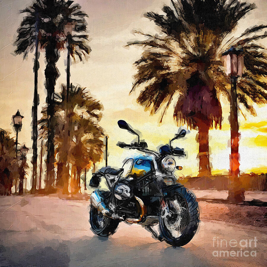 Sunset Painting - Bmw R Ninet Scrambler Superbikes 2017 Bikes New 3 by Edgar Dorice
