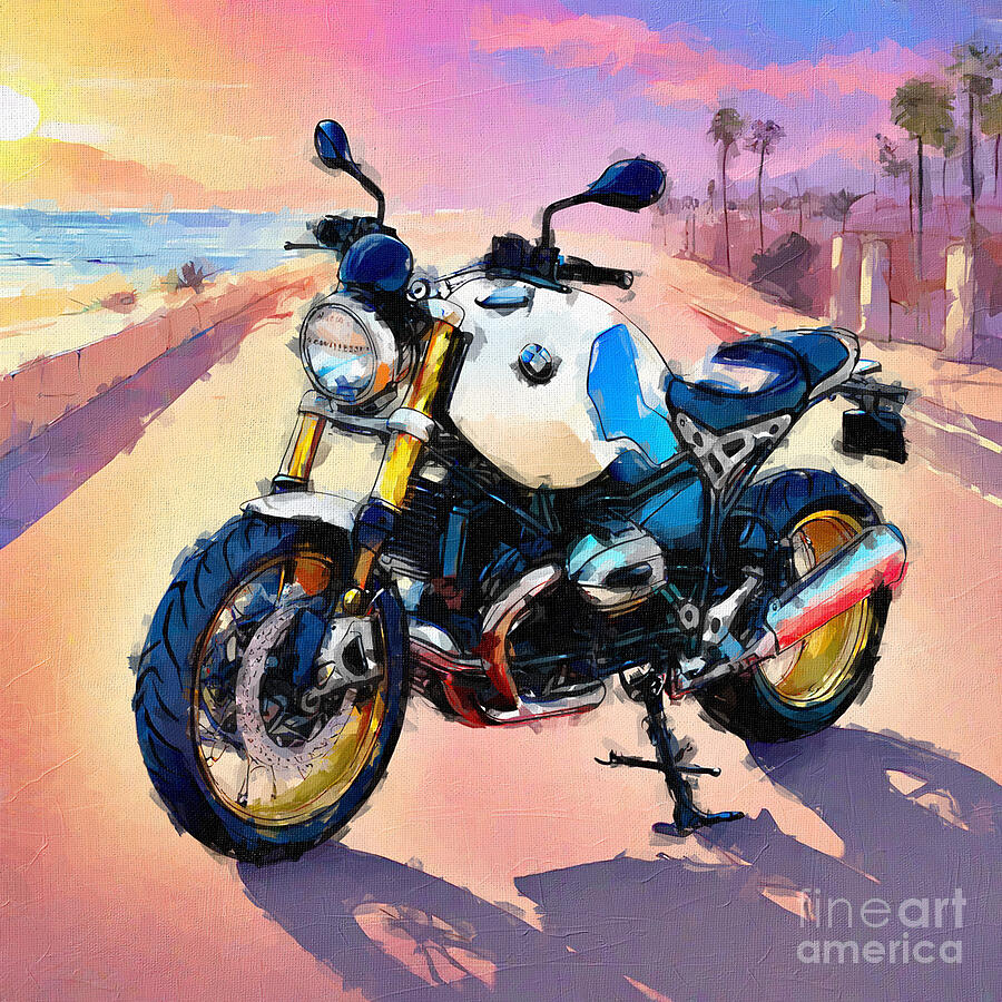 Sunset Painting - Bmw R Ninet Superbikes 2017 Bikes Bobber 3 by Edgar Dorice