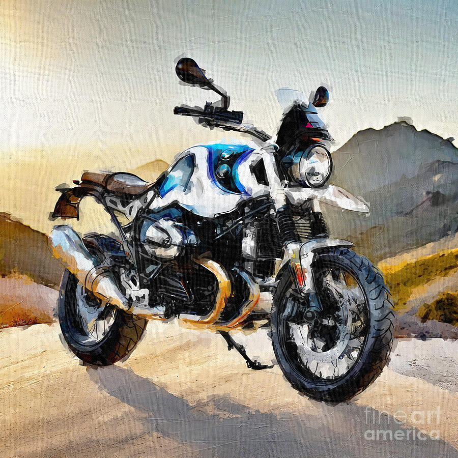 Sunset Painting - Bmw R Ninet Urban Gs 2017 Bikes New German Motorcycle colors 3 by Edgar Dorice