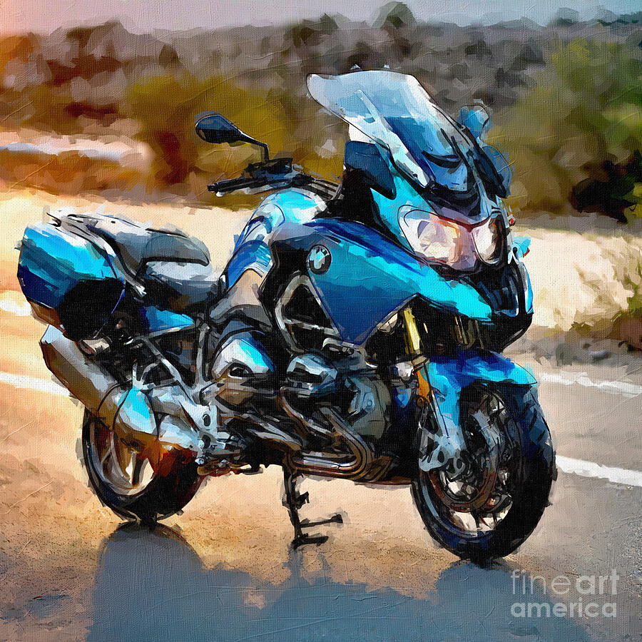Motorcycle Painting - Bmw R1200Rt 2018 Blue Emergency Lights Medical Motorcycle color 3 by Edgar Dorice