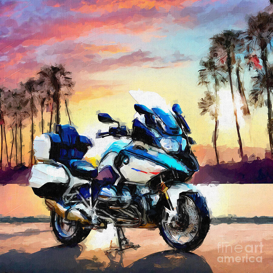 Sunset Painting - Bmw R1200Rt Exhibition Rettmobil 2016 Motorcycle color 3 by Edgar Dorice