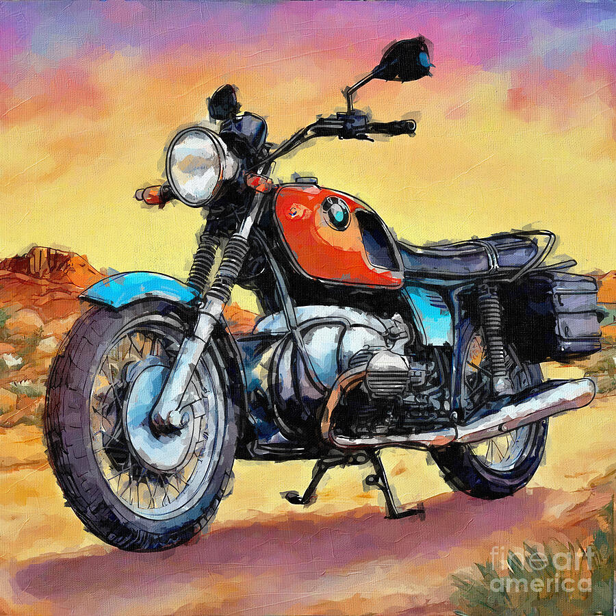 Vintage Painting - Bmw R45 1979 Bikes Bobbers Vintage Motorcycle colors 3 by Edgar Dorice